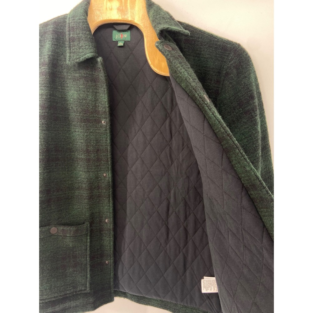 J Crew Jacket Menslarge Black Watch Plaid Chore Wool Blend Outdoor Oarsman Lined View 3